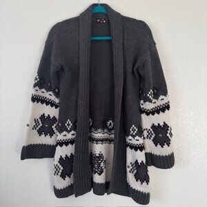 Ogo Geral Paris Womens Grey and Ivory Cardigan Sweater size L EUC
